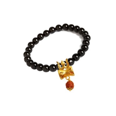 Shiva Trishul Onyx Beads Bracelet By Menjewell